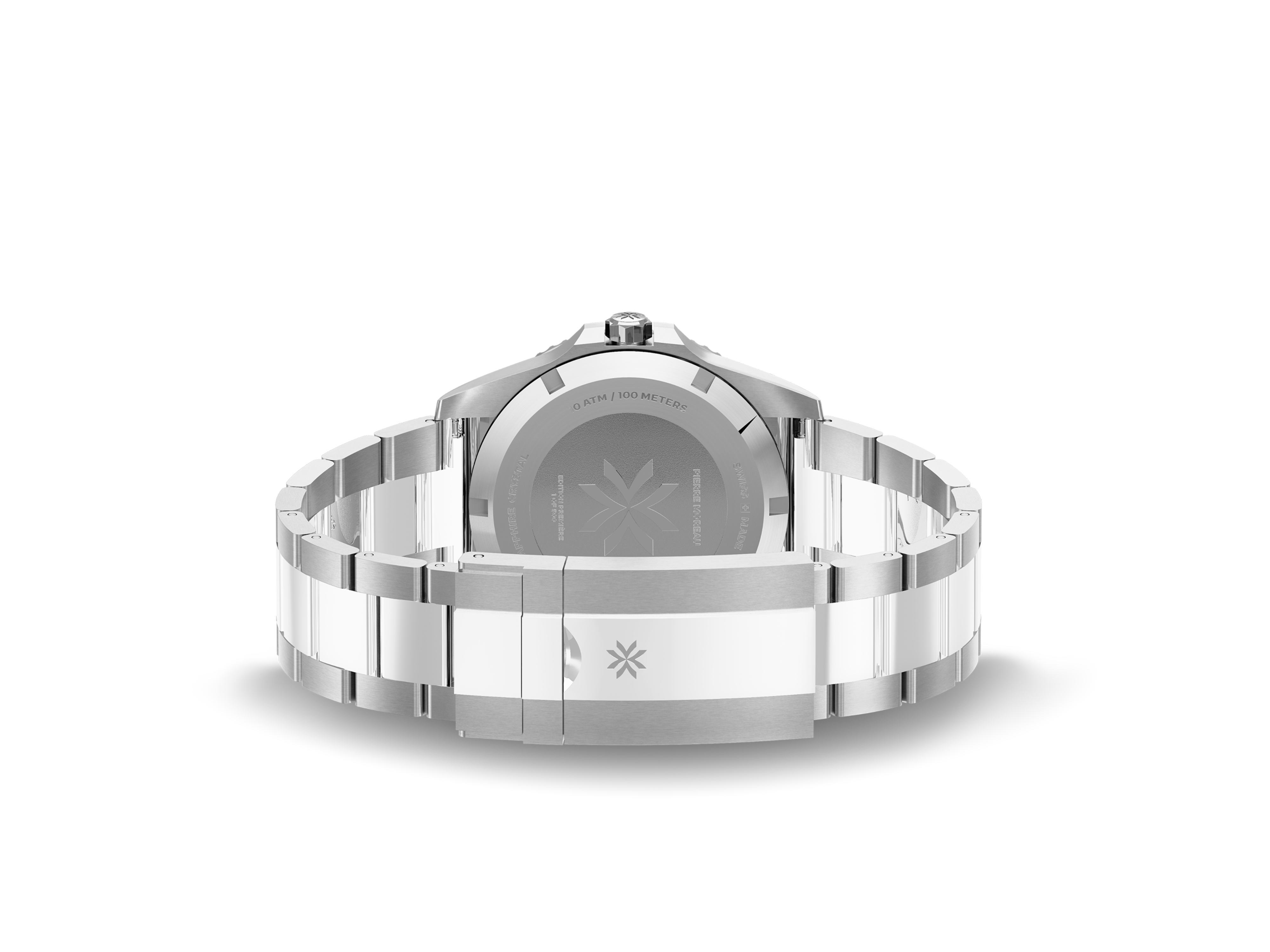 Rear laying product render of the Pierre Moreau luxury watch