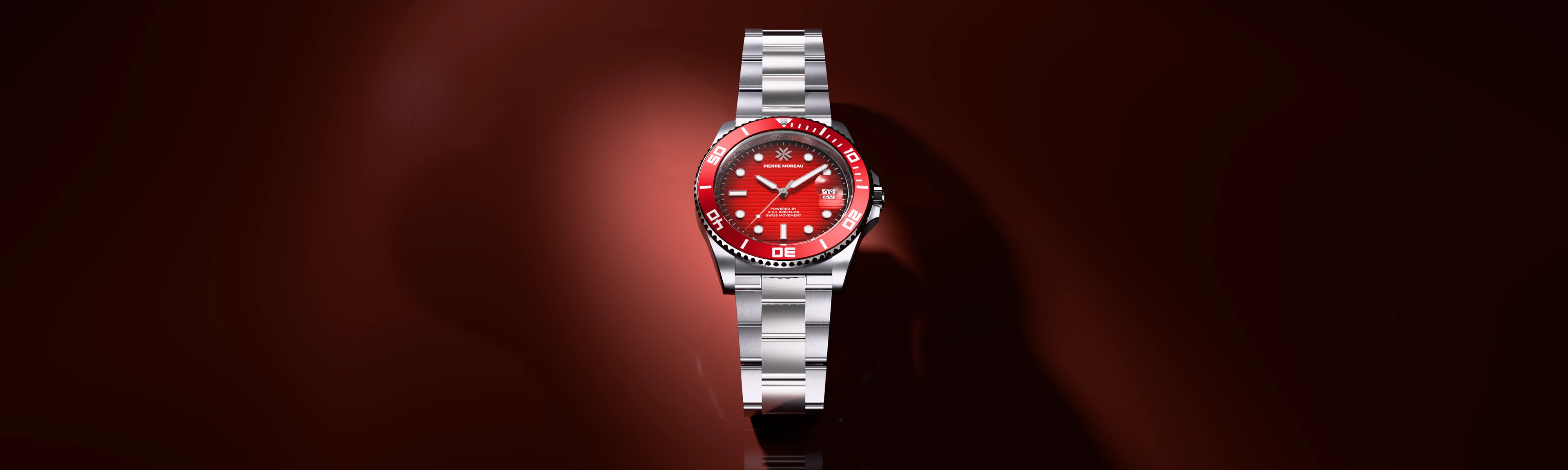 Wide red Pierre Moreau watch render